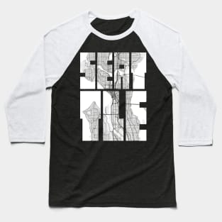 Seattle, USA City Map Typography - Light Baseball T-Shirt